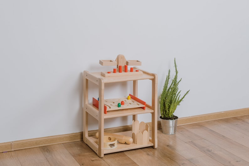 Montessori Wooden Child Washbasin with Mirror