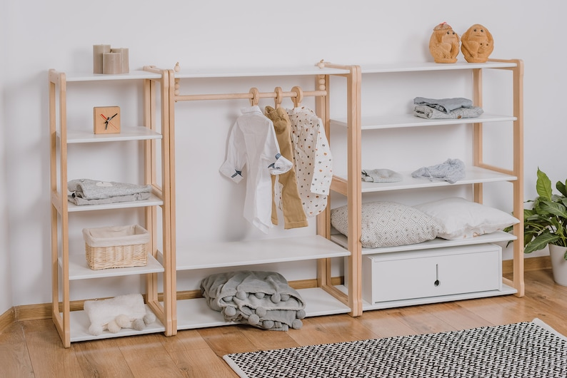 Montessori Open Kids Wardrobe with Combo Maxi Shelf Storage