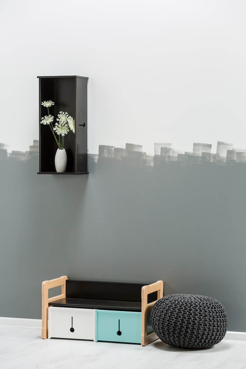 Montessori Wooden Bench with 2 Storage Boxes