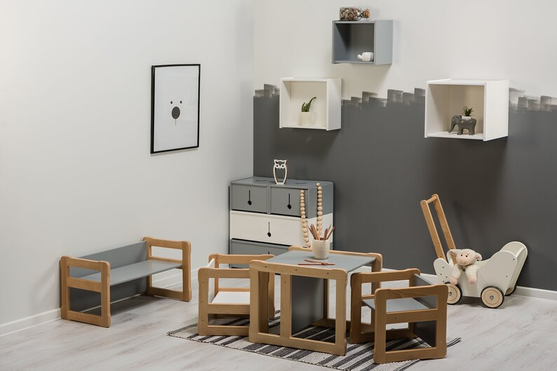 Montessori Wooden Table & 2 Chair Set