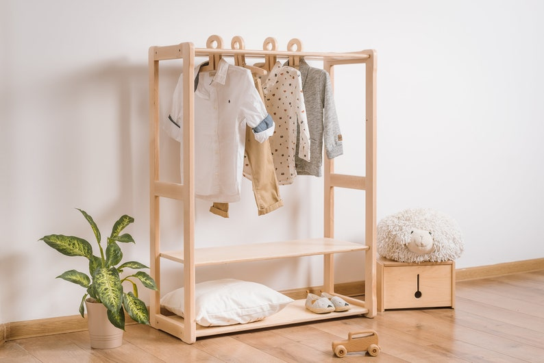 Montessori Kids Open Wardrobe with Shelf