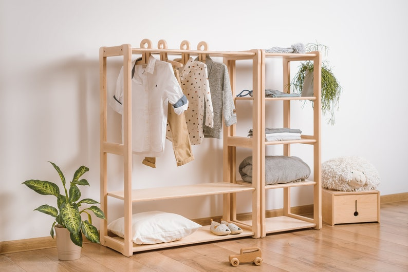 Montessori Kids Open Wardrobe with Shelf