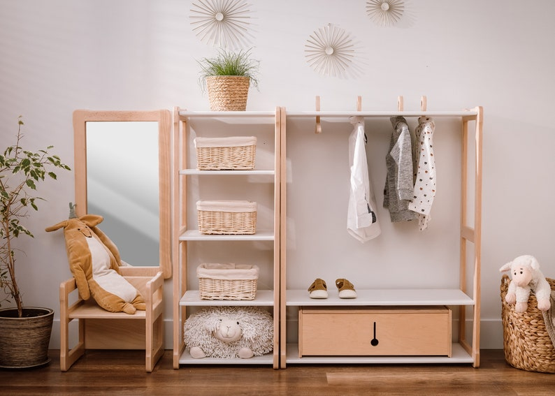 Montessori Kids Open Wardrobe with Shelf